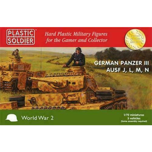Plastic Soldier WW2V20018 1/72ND GERMAN PANZER III J,L,M,N 3 x VEHICLES New - TISTA MINIS