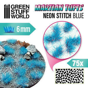 Green Stuff World Martian Tufts 6mm - NEON STITCH BLUE New - Tistaminis