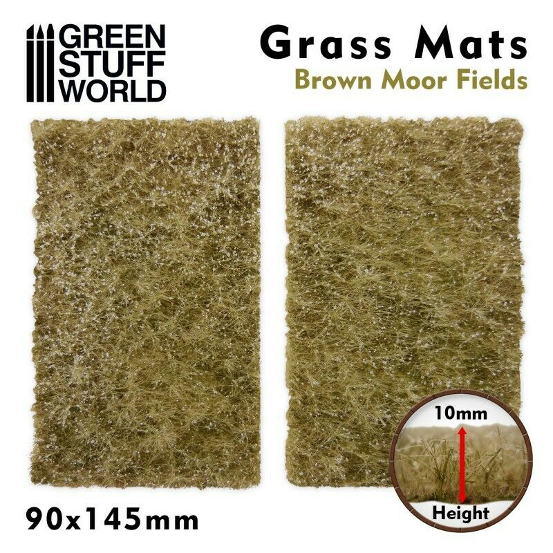 Green Stuff World Grass Mat Cutouts - Brown Moor Fields New - TISTA MINIS