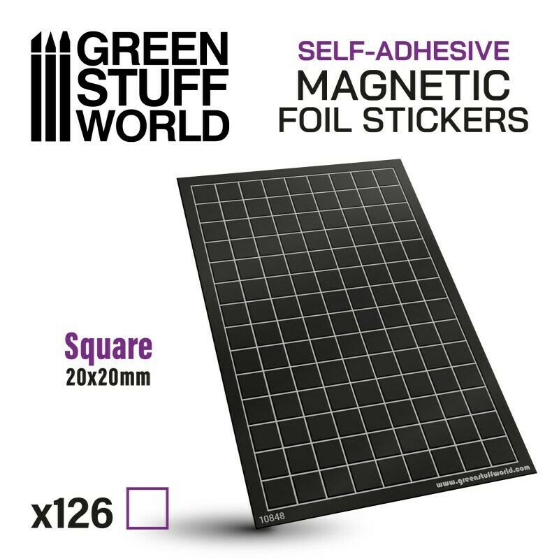 Green Stuff World Magnetic Precut Sizes - Adhesive Squares 20x20mm New - Tistaminis