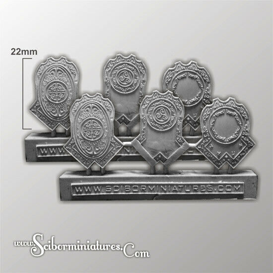 Scibor Miniatures Dwarven Veterans Shields set2 New - TISTA MINIS