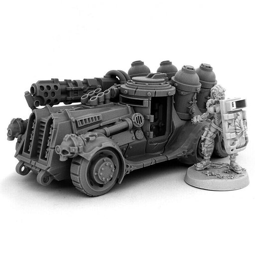 Wargames Exclusive HERESY HUNTER FEMALE ARBITRATOR WITH FLAMER CAR New - TISTA MINIS