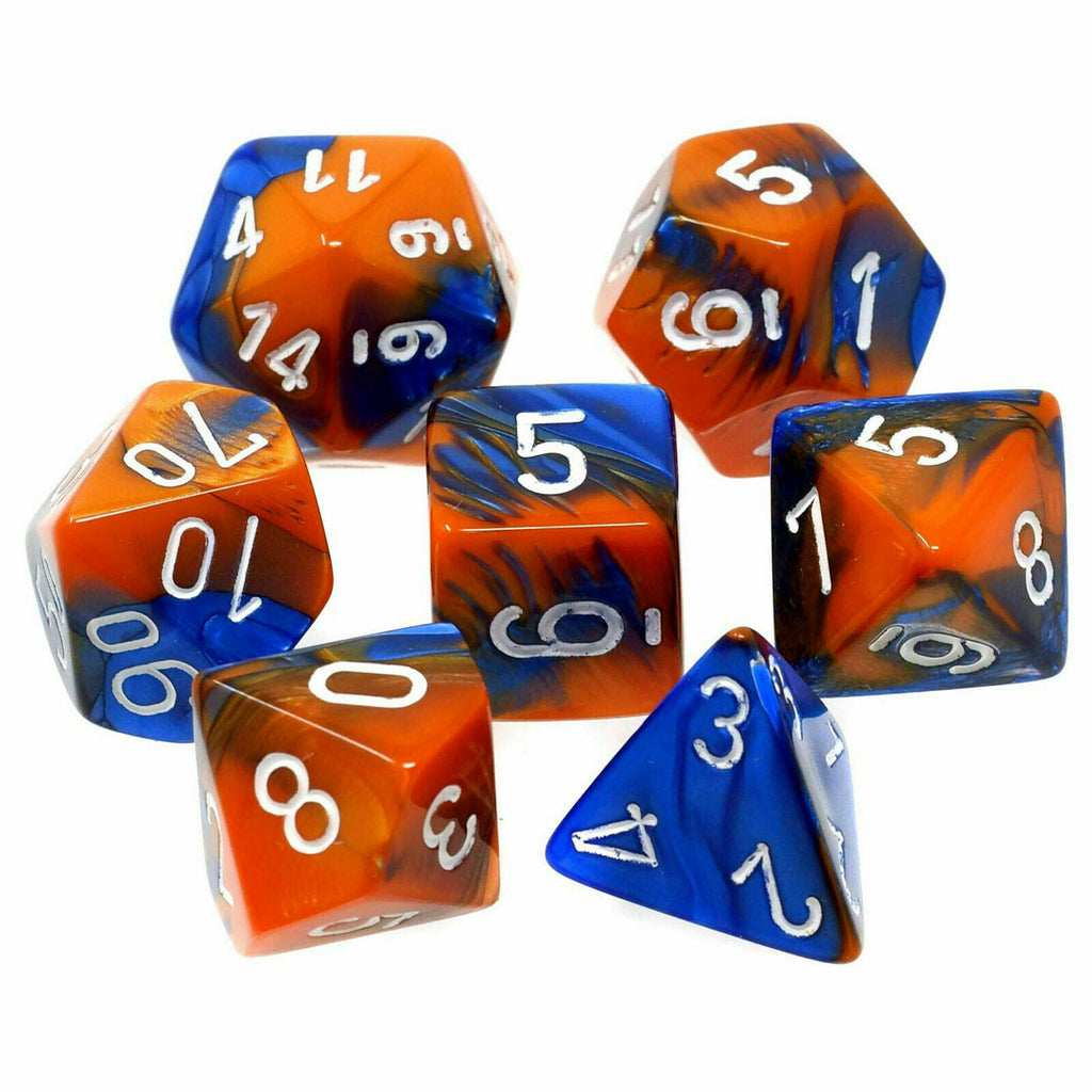 Chessex Gemini Blue-Orange/White 7pc Dice Set CHX26452 New - TISTA MINIS