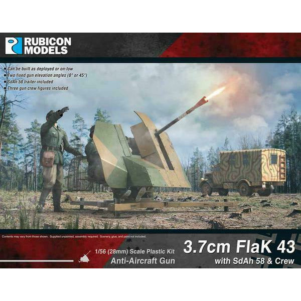 Rubicon German 3.7cm FlaK 43 with SdAh 58 Trailer & Crew New - Tistaminis