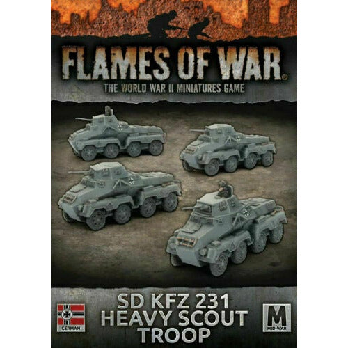 Flames of War German Mid War Sd KfZ 223 Heavy Scout Troop (x4) New - TISTA MINIS