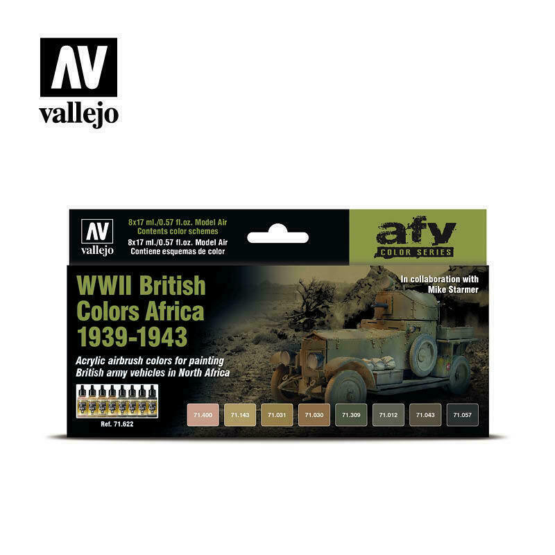 Vallejo WWII BRITISH COLORS AFRICA 1939-1943 Paint Set New - TISTA MINIS