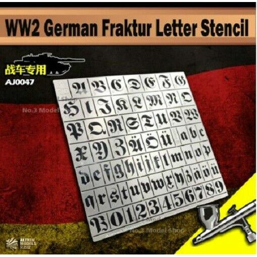 Warhammer Military 1/35 Military Model WW2 German Letters Metal Airbrush Stencil - TISTA MINIS