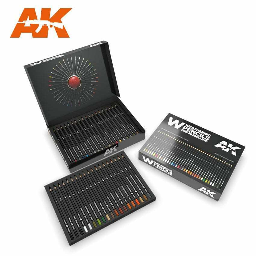 AK Interactive - Weathering Pencils Deluxe Edition Box (37 Waterpencils) Set New - TISTA MINIS