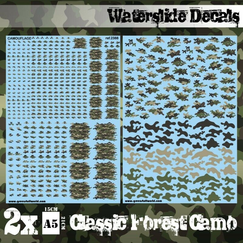 Green Stuff World Decal sheets - CLASSIC FOREST CAMO New - Tistaminis