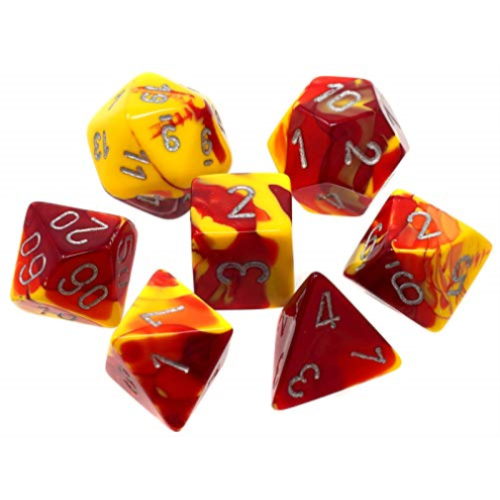 Chessex Gemini Red-Yellow/Silver 7pc Dice Set CHX26450 New - TISTA MINIS