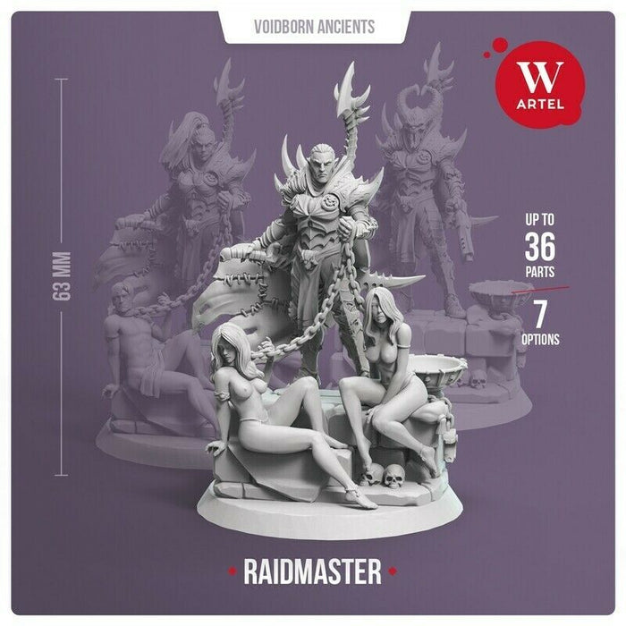 Artel Miniatures - Raidmaster with 4 Slaves (2 Male / 2 Female) New - TISTA MINIS