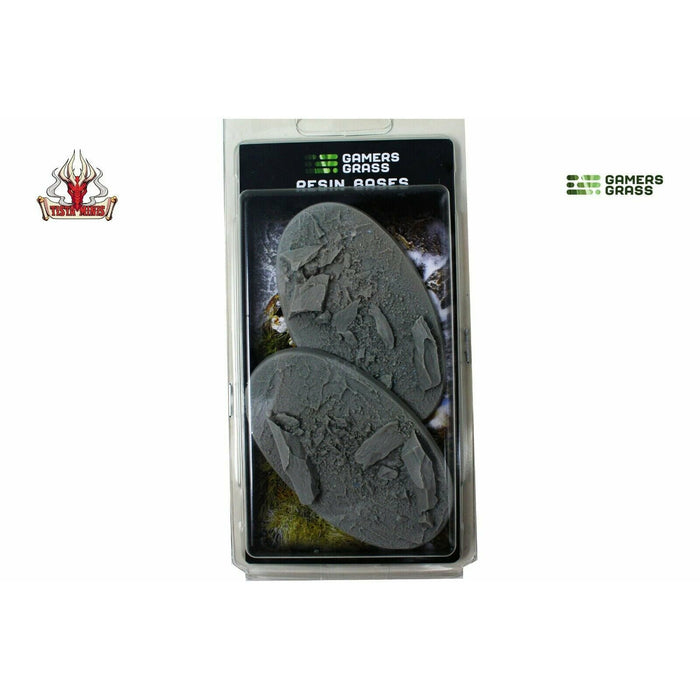 Gamers Grass Rocky Fields Resin Bases Oval 90mm (x2) New - TISTA MINIS