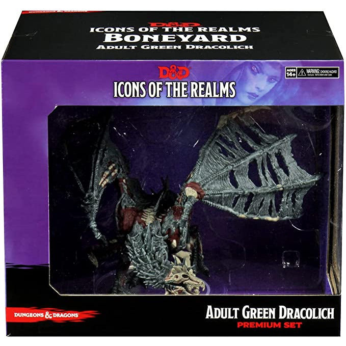 D&D Minis:Icons of the Realms: Set 18: Boneyard - Green Dracolich Premium Set New - Tistaminis