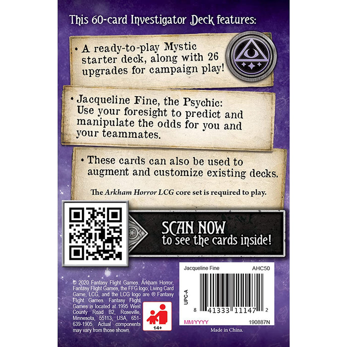 ARKHAM HORROR LCG JACQUELINE FINE INVESTIGATOR DECK NEW - Tistaminis