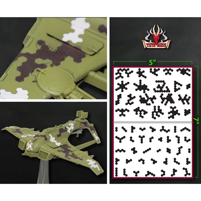 Hexagon Camo Airbrush Vinyl Stencils - TISTA MINIS