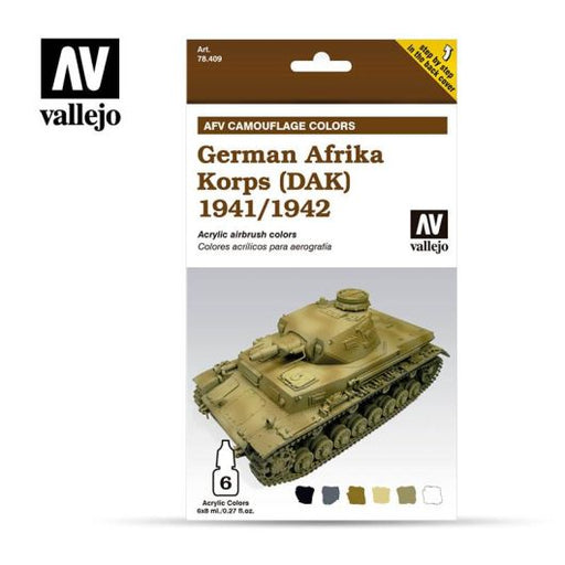 Vallejo VAL78409 GERMAN AFRIKA KORPS 41/42 - AFV CAMO Paint Set New - TISTA MINIS