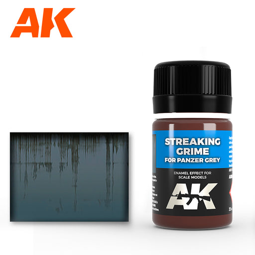 AK Interactive Weathering Streaking Grime for Panzer Grey Gray Enamel Color - Tistaminis