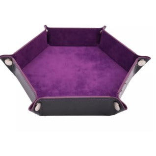 Leather Hexagonal Folding Hexagon Dice Tray for RPG DnD Game - PURPLE New - Tistaminis