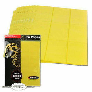 BCW PRO PAGES 18 POCKET SIDELOADING SHEETS YELLOW NEW - Tistaminis