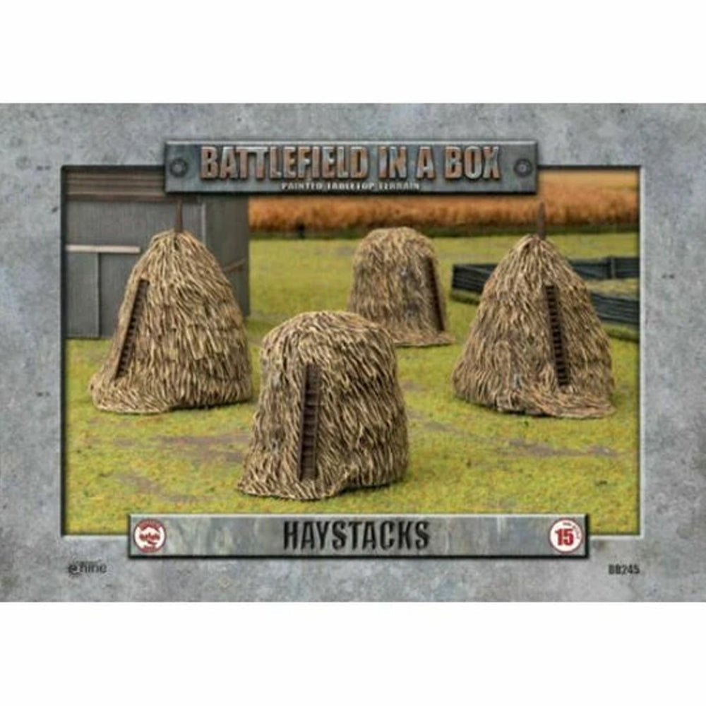 BATTLEFIELD IN A BOX HAYSTACKS (X4) - 15MM SCALE NEW - Tistaminis
