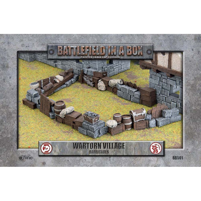 BATTLEFIELD IN A BOX WARTORN VILLAGE - BARRICADES TERRAIN NEW - Tistaminis