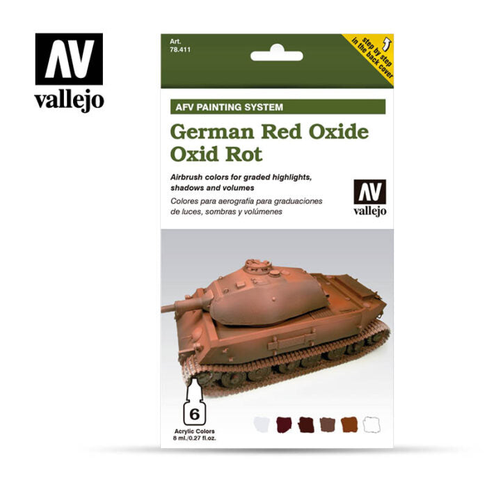 Vallejo VAL78411 GERMAN OXIDE RED AFV ARMOUR PAINTING Paint Set New - TISTA MINIS
