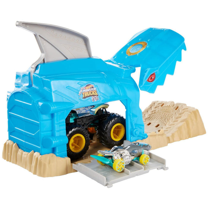 Hot Wheels MONSTER TRUCKS Pit and Launch Set | Team Shark Wreak - Tistaminis