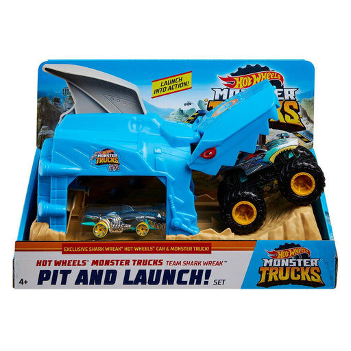 Hot Wheels MONSTER TRUCKS Pit and Launch Set | Team Shark Wreak - Tistaminis