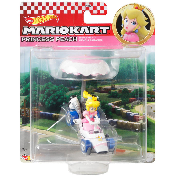 Hot Wheels Mario Kart GVD36 PRINCESS PEACH B-Dasher & Peach Parasol - Tistaminis