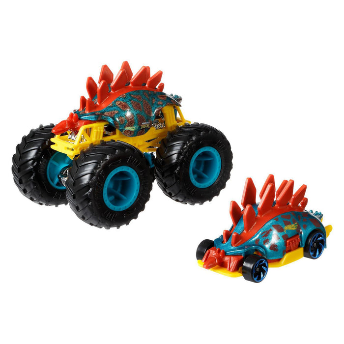 Hot Wheels Monster Trucks Teal Motosaurus 2-Pack Vehicles 1:64 Scale - Tistaminis