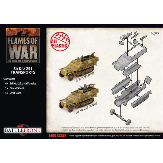 Flames of War - German Sd Kfz 251 Transports (x4 Plastic) New - Tistaminis