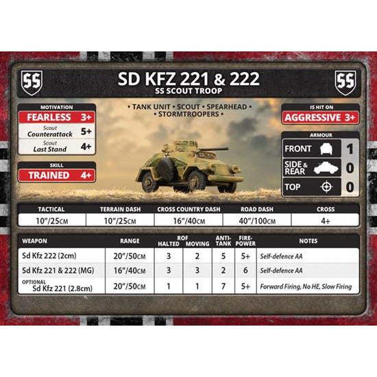 Flames of War Sd Kfz 221 and 222 SS Scout Troop New - Tistaminis