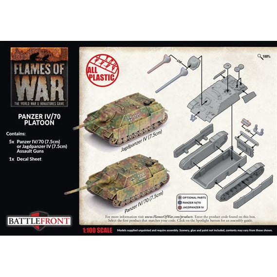 Flames of War German Panzer IV/70 Tank Platoon (x5 Plastic) New - Tistaminis