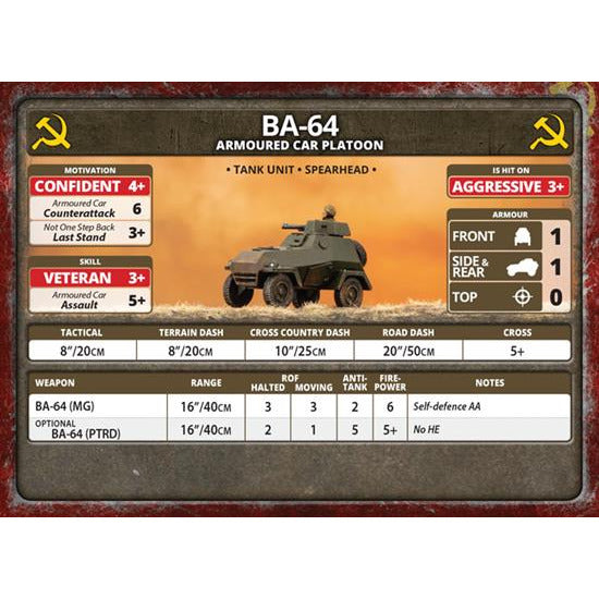 Flames of War Soviet BA-64 Armoured Car Platoon New - Tistaminis