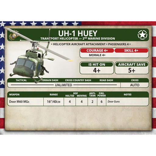 Team Yankee American UH-1 Huey Transport Helicopter Platoon (Plastic) New - Tistaminis