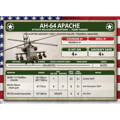 Team Yankee American AH-64 Apache Helicopter Platoon New - Tistaminis