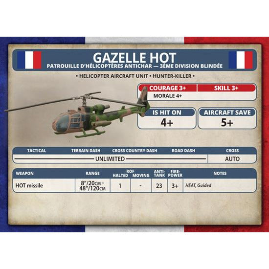 World War III: Team Yankee French Gazelle HOT Helicopter Flight New - Tistaminis