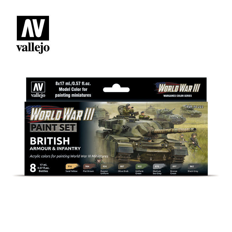 Vallejo WWIII British Armour & Infantry Paint Set - Tistaminis