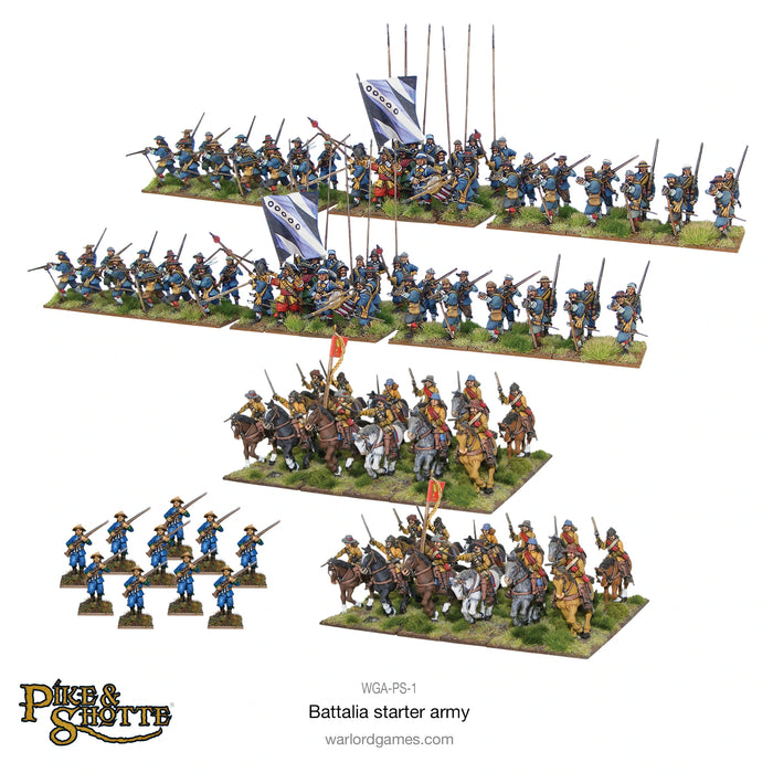 Pike and Shotte Battalia Starter Army Box (80 Inf, 24 Cav, 10 Firelocks) New - Tistaminis