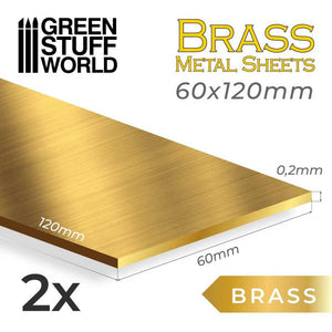 Green Stuff World BRASS Metal sheets 60x120mm (Pack x2) New - Tistaminis
