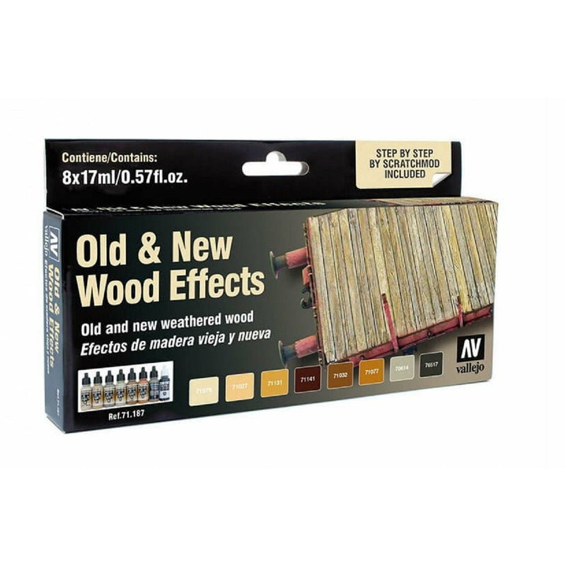 Vallejo VAL71187 OLD and NEW WOOD EFFECTS 8 PIECE SET Paint Set New - TISTA MINIS