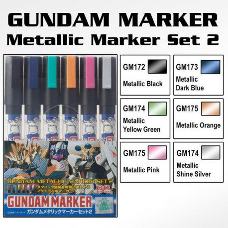 MR. HOBBY GUNDAM METALLIC MARKER SET 2 New - Tistaminis