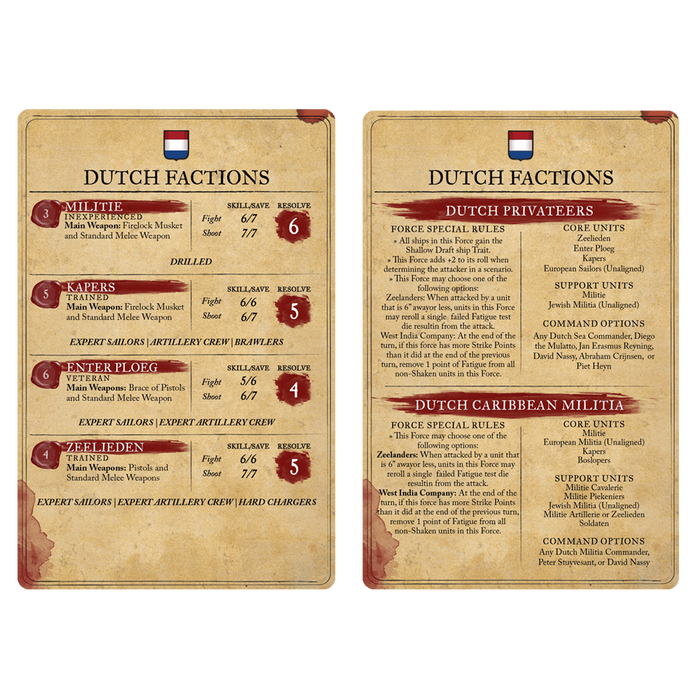 Blood & Plunder Dutch Nationality Starter Set New - Tistaminis