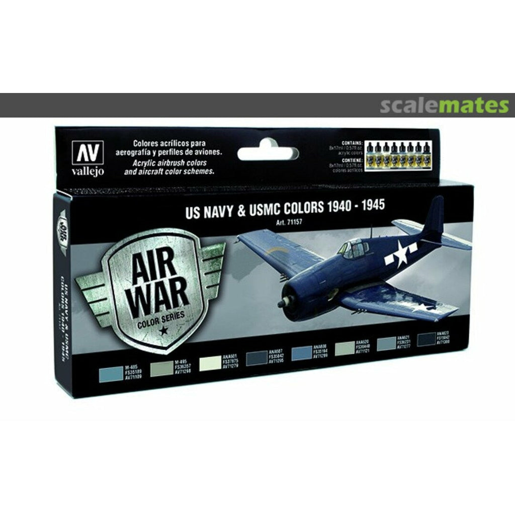 Vallejo Model Air Paint Set: US Navy and USMC Colours 1940-1945 - VAL71157 - TISTA MINIS