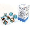 Chessex Gemini Copper-Turquoise/White 7pc Dice Set CHX30019 New - Tistaminis