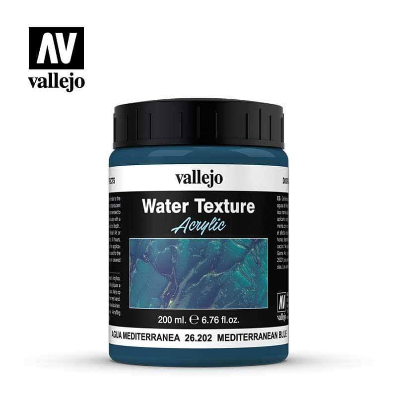Vallejo Texture VAL26202 WATER-MEDITERRA NEON BLUE (200ML) - TISTA MINIS