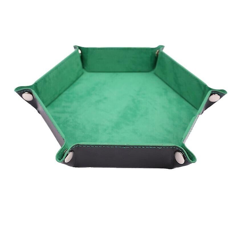 Leather Hexagonal Folding Hexagon Dice Tray for RPG DnD Game - GREEN New - Tistaminis