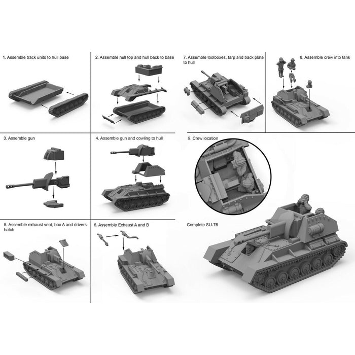 Plastic Soldier WW2V20030 1/72 SU76 RUSSIAN SELF PROPELLED GUN 3 VEHICLES New - Tistaminis